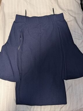 BCBG Navy Bell-Sleeve Midi Skirt